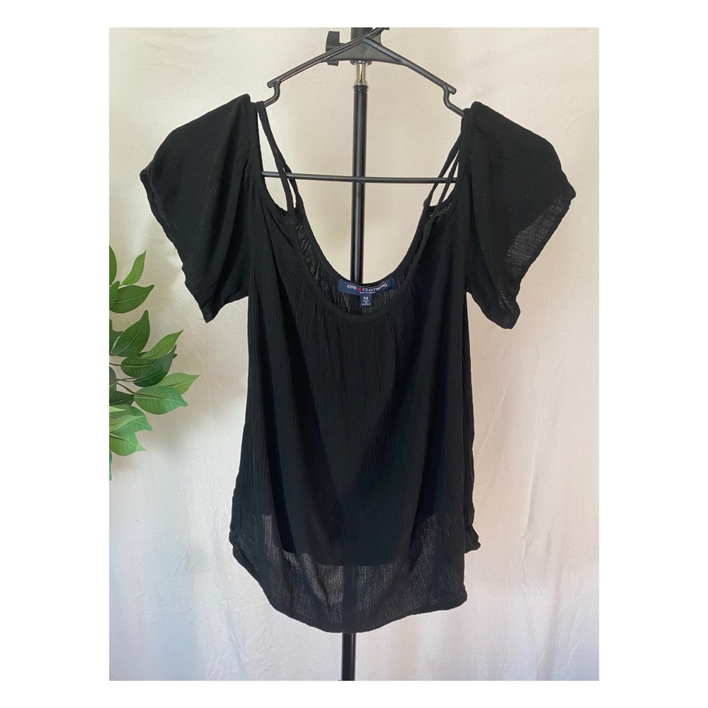 Black Open Shoulder Blouse